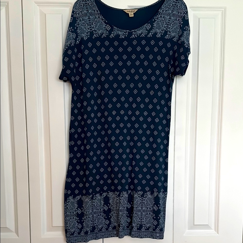 Lucky Brand Blue and White Pattern MIDI Dress Size L